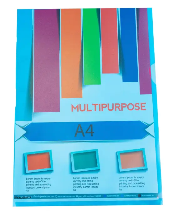 Sachet de 100 pochettes coin polypropylène grainé 12/100e - A4 - Couleurs assorties