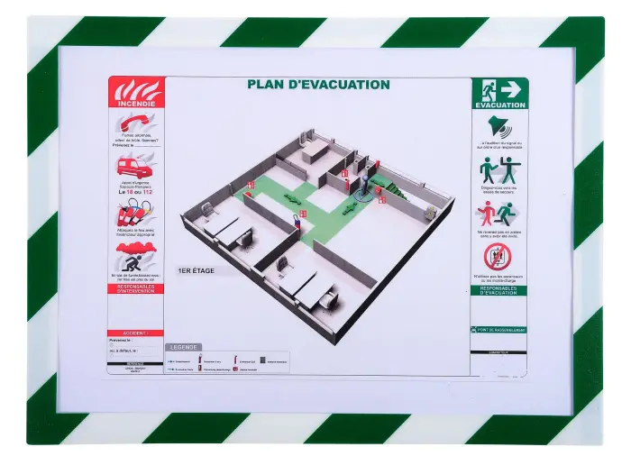 Pochette d'affichage magnétique de sécurité A4 - Blanc/vert