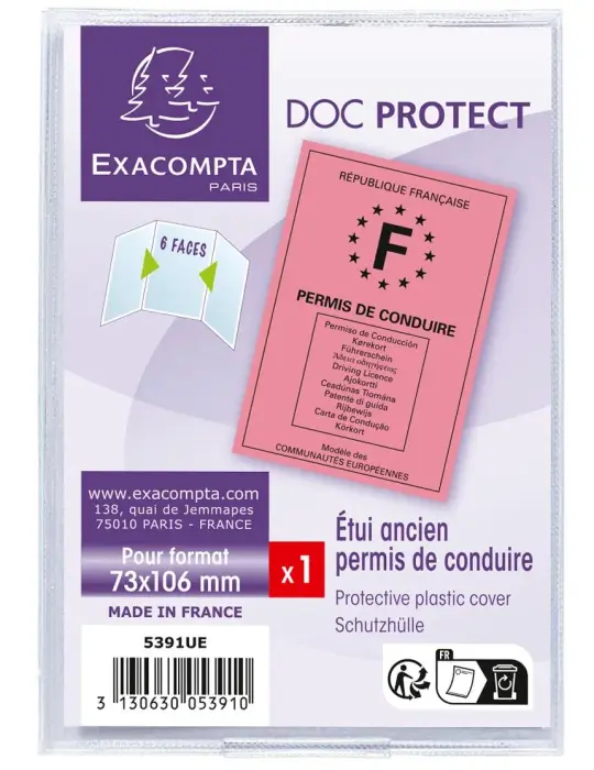 Etui de protection ancien modèle permis de conduire PVC lisse 20/100e - Cristal