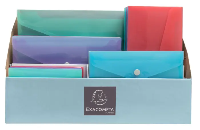 Pochette pression Chromaline Pastel en Polypropylène - Présentoir - Couleurs assorties