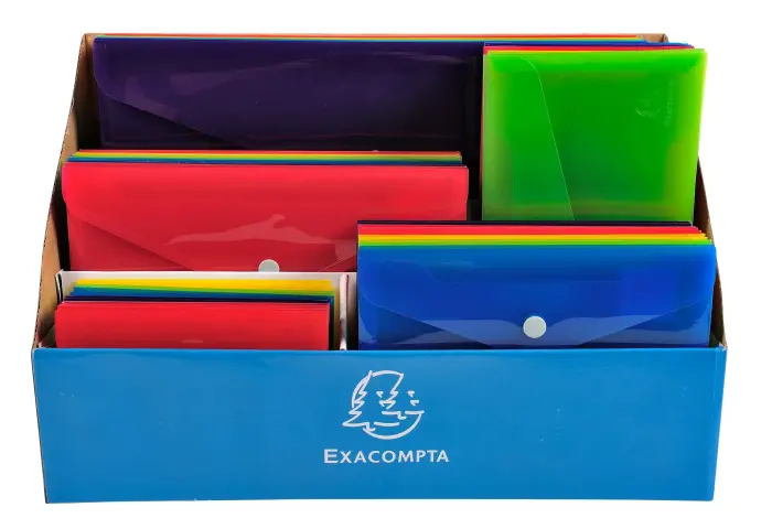 Présentoir de 60 pochettes pression Iderama polypropylène - Couleurs assorties