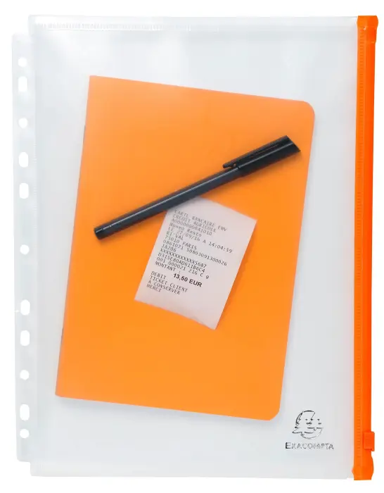 Sachet de 5 pochettes zip perforées polypropylène Exactive - A4 - Cristal translucide