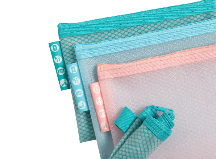 Pochette à fermeture éclair en plastique souple Chromaline pastel - A6 - Couleurs assorties