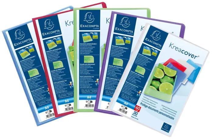 Protège-documents en polypropylène semi rigide Kreacover® Chromaline 60 vues - A4 - Couleurs assorties