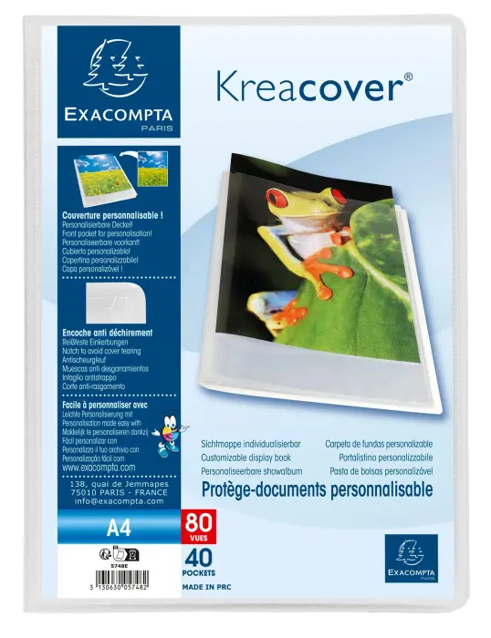 Protège-documents en polypropylène semi rigide Kreacover® Chromaline 80 vues - A4 - Incolore