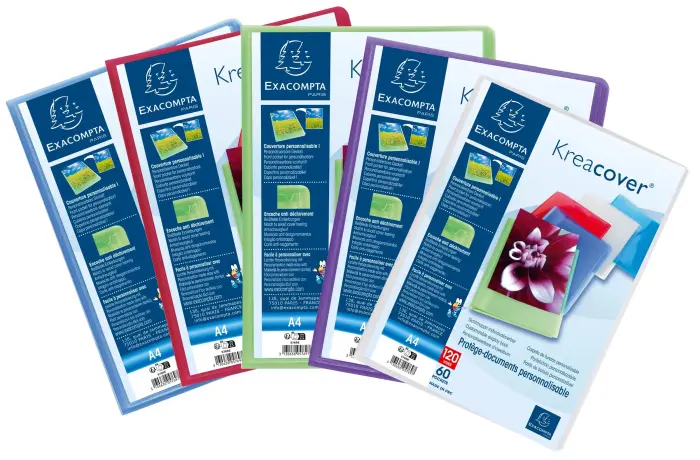Protège-documents en polypropylène semi rigide Kreacover® Chromaline 120 vues - A4 - Couleurs assorties