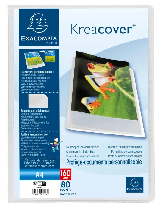 Protège-documents en polypropylène semi rigide Kreacover Chromaline 160 vues - A4 - Incolore