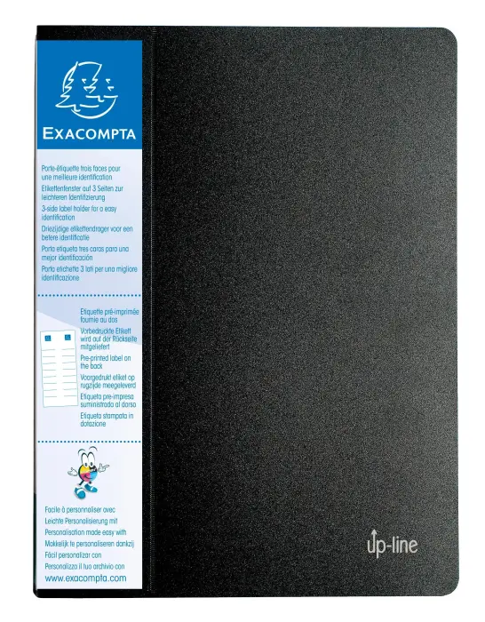 Protège-documents en polypropylène rigide avec porte étiquette 3 faces Up Line Opaque 160 vues - A4 - Noir