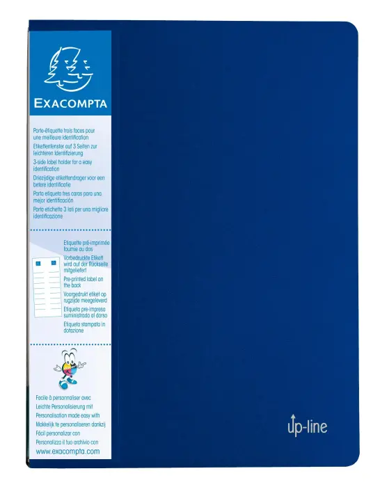 Protège-documents en polypropylène rigide avec porte étiquette 3 faces Up Line Opaque 40 vues - A4 - Bleu