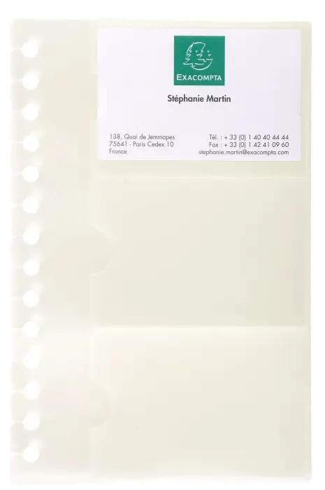 Recharge de 10 pochettes détachables pour porte cartes de visite Exactive® - 19x12,5cm - Cristal