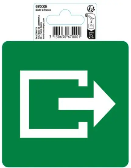 Panneau PVC adhésif antidérapant Issue de secours 10cm - Vert - New
