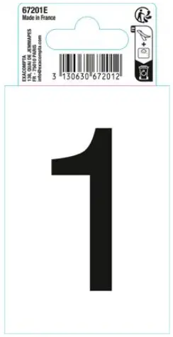 Autocollant PVC adhésif antidérapant chiffre 1 - Noir - New