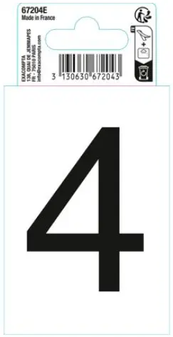 Autocollant PVC adhésif antidérapant chiffre 4 - Noir - New