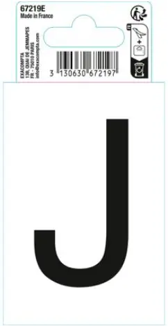 Autocollant PVC adhésif antidérapant lettre J - Noir - New