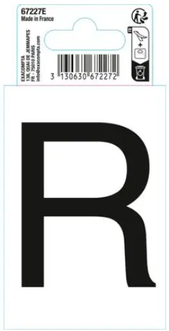 Autocollant PVC adhésif antidérapant lettre R - Noir - New
