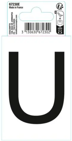 Autocollant PVC adhésif antidérapant lettre U - Noir - New