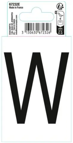 Autocollant PVC adhésif antidérapant lettre W - Noir - New