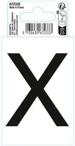 Autocollant PVC adhésif antidérapant lettre X - Noir - New