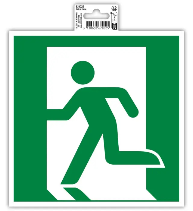 Panneau PVC adhésif antidérapant évacuation gauche 20x20 cm - Vert