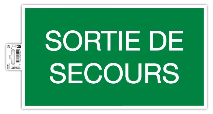 Panneau PVC adhésif Issue de Secours 35x20 cm - Vert