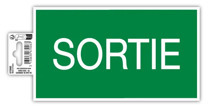 Panneau PVC adhésif antidérapant Sortie 20x11 cm - Vert