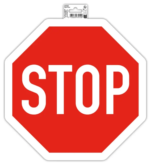 Panneau PVC adhésif antidérapant Stop 30 cm - Rouge