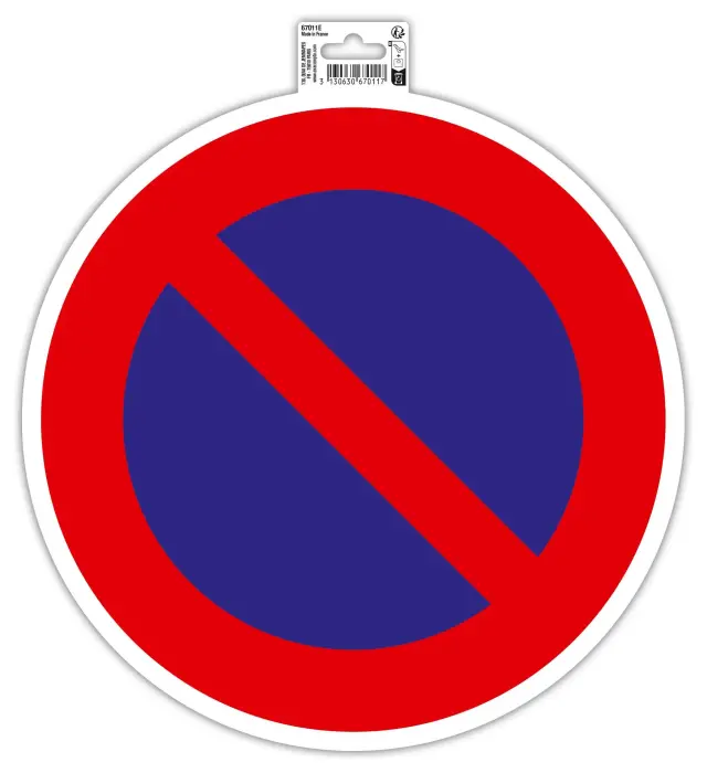 Panneau PVC adhésif antidérapant Interdiction de stationner 30 cm - Rouge