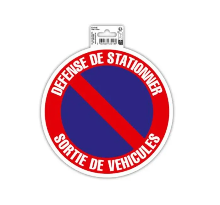 Panneau adhésif défense de stationner 20 cm - Rouge