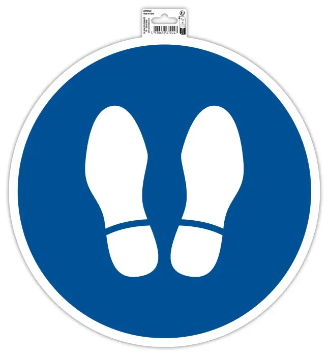 Panneau PVC adhésif antidérapant Obligation arrêt 35 cm - Bleu