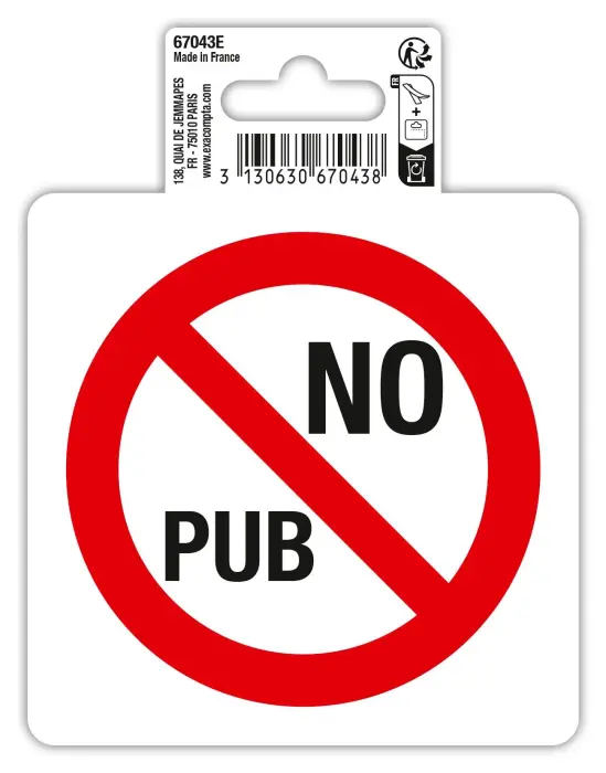 Panneau PVC adhésif antidérapant No pub 10 cm - Rouge