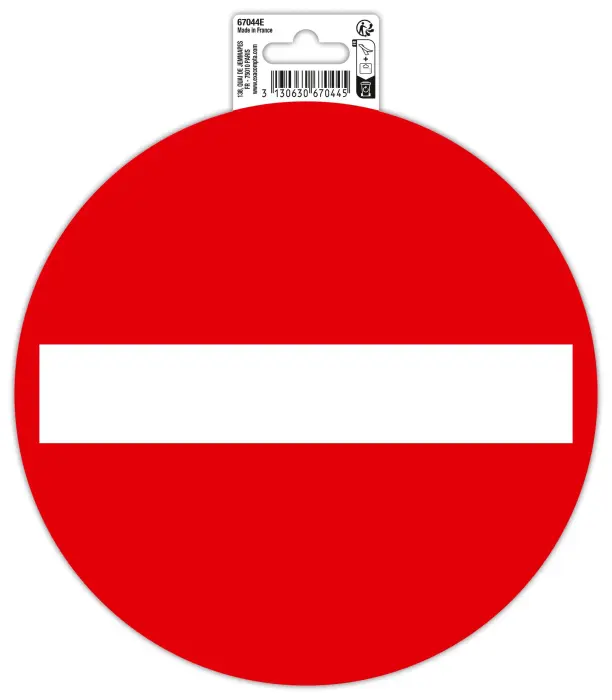 Panneau PVC adhésif antidérapant Sens interdit 20 cm - Rouge