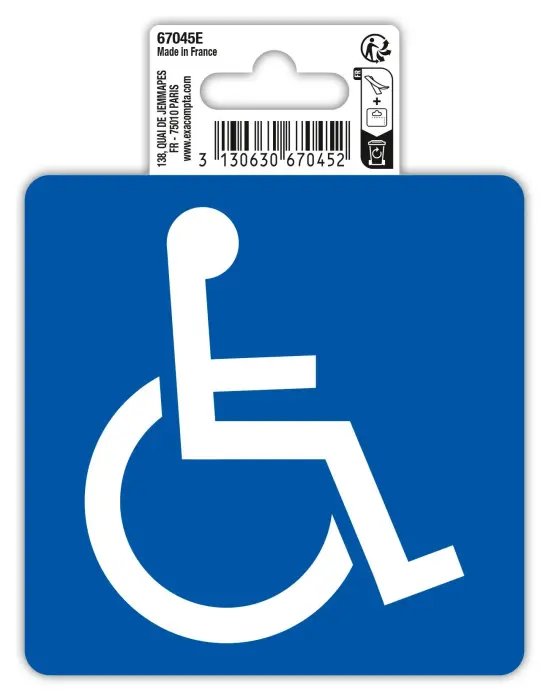 Panneau PVC adhésif antidérapant Accès handicapés 10 cm - Bleu