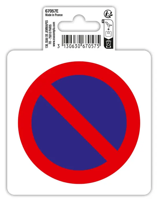 Panneau PVC adhésif antidérapant Défense de stationner 10 cm - Rouge