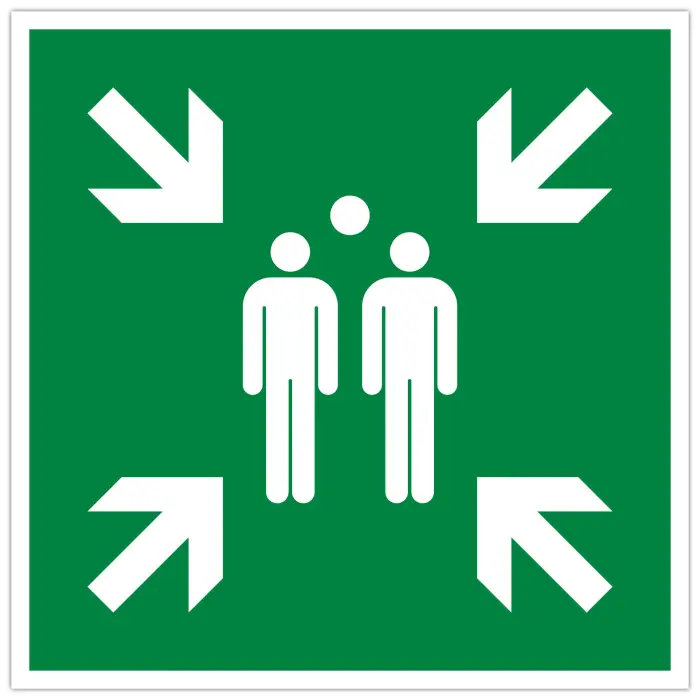 Panneau polypropylène non adhésif Point de rassemblement 30x30 cm - Vert