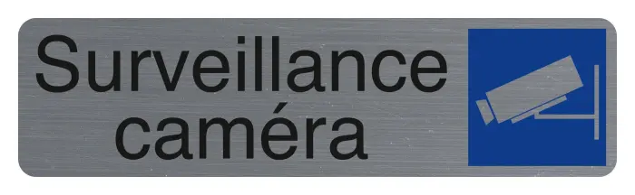 Plaque adhésive imitation aluminium Surveillance camera 16,5X4,4 cm - Gris