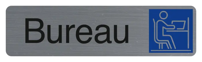 Plaque adhésive imitation aluminium Bureau 16,5X4,4 cm - Gris