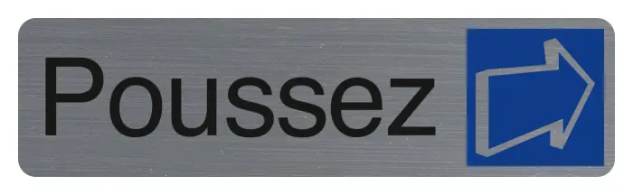 Plaque adhésive imitation aluminium Poussez 16,5X4,4 cm - Gris