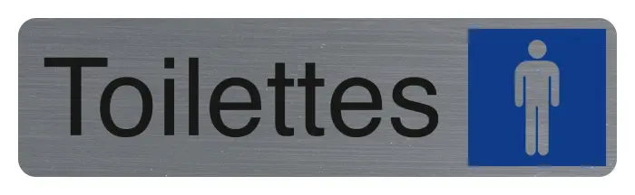 Plaque adhésive imitation aluminiumToilettes homme 16,5X4,4 cm - Gris