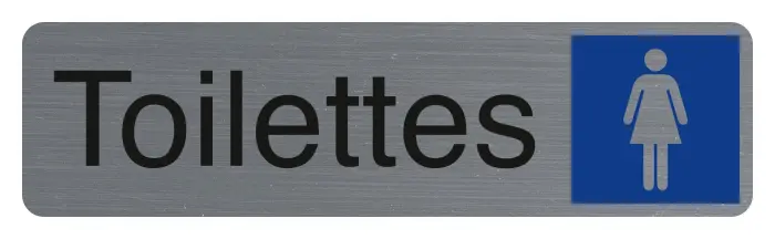 Plaque adhésive imitation aluminium Toilettes dame 16,5X4,4 cm - Gris