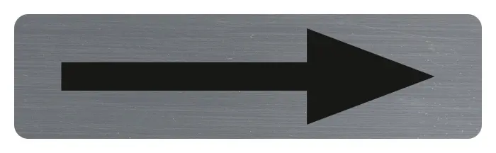 Plaque adhésive imitation aluminium Flèche noire 16,5X4,4 cm - Gris