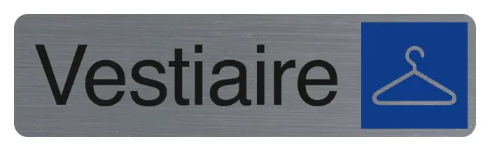Plaque adhésive imitation aluminium Vestiaire 16,5X4,4 cm - Gris
