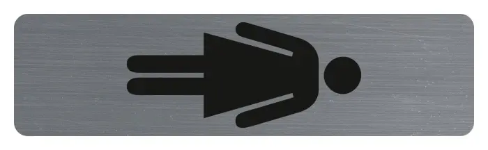 Plaque verticale adhésive imitation aluminium Dame 16,5X4,4 cm - Gris