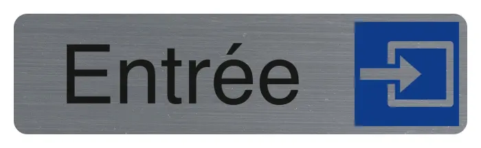 Plaque adhésive imitation aluminium Entrée 16,5X4,4 cm - Gris