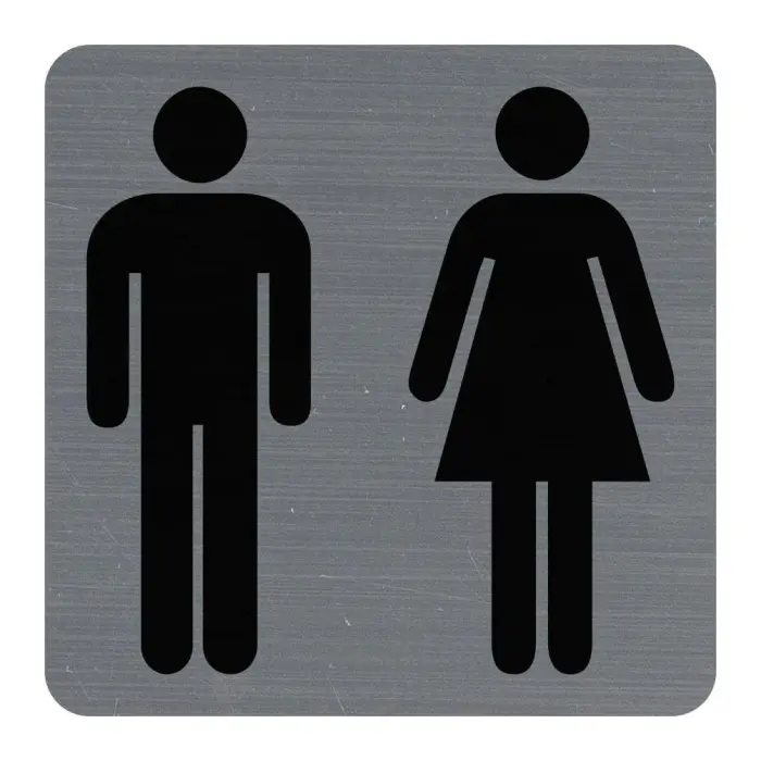 Plaque adhésives imitation aluminiumToilettes dame / homme 7,5x7,5 cm - Gris