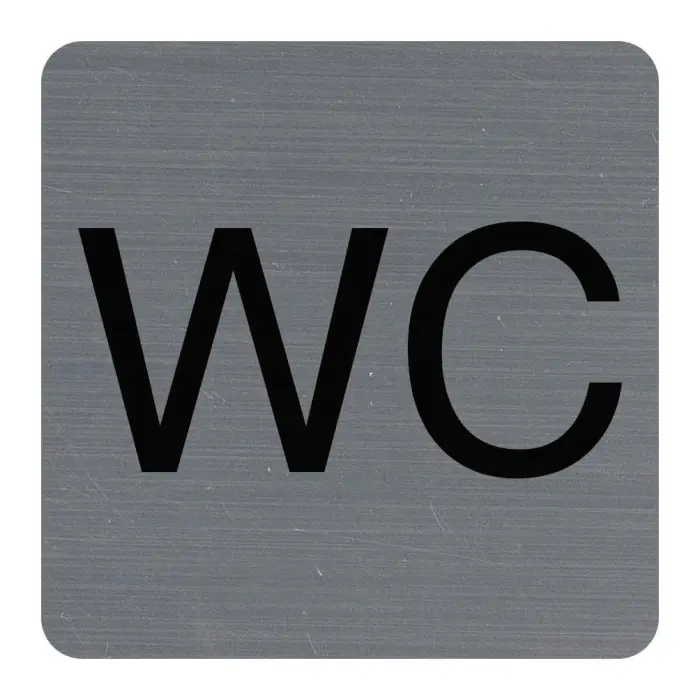 Plaque adhésive imitation aluminium WC 7,5x7,5 cm - Gris