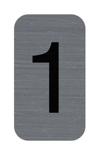 Plaque adhésive imitation Aluminium Chiffre 1 2,5x4,4 cm - Gris