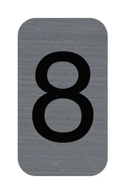Plaque adhésive imitation Aluminium Chiffre 8 2,5x4,4 cm - Gris