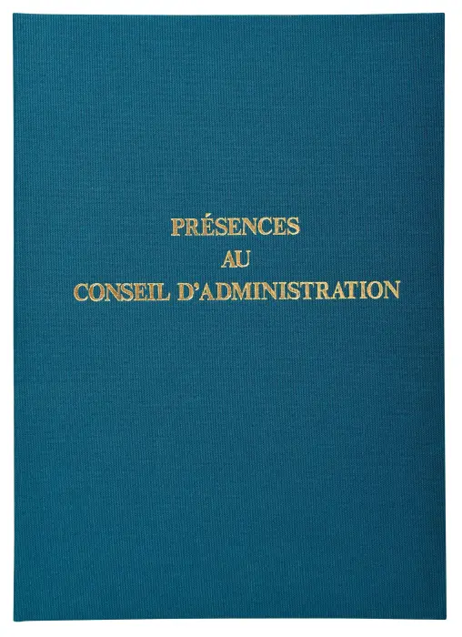 Registre 29,7x21cm - Présence Conseils d'Administration 100 pages. - Bleu