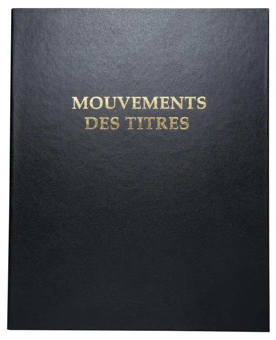 Reliure registre 32x26cm 4 anneaux avec recharge de 100 feuillets imprimés - Mouvements de titre - Noir