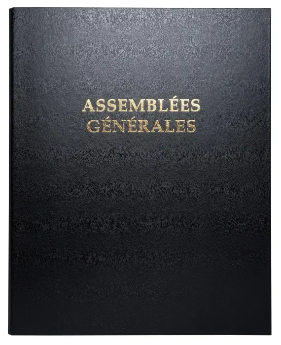 Reliure registre 32x26cm 4 anneaux avec recharge de 100 feuillets - Assemblées générales - Noir
